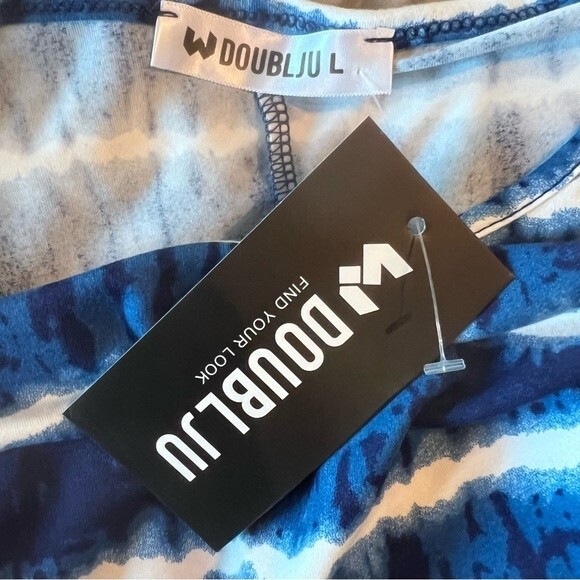 Blue and white tie dye shift dress with pockets size large NWT - Picture 4 of 6